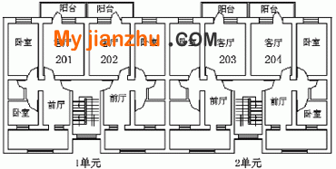 2#住宅楼标准层平面图