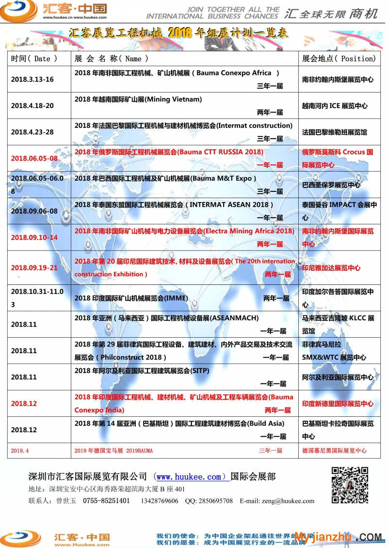 最新 2018年深圳汇客国际工程机械展会一览表