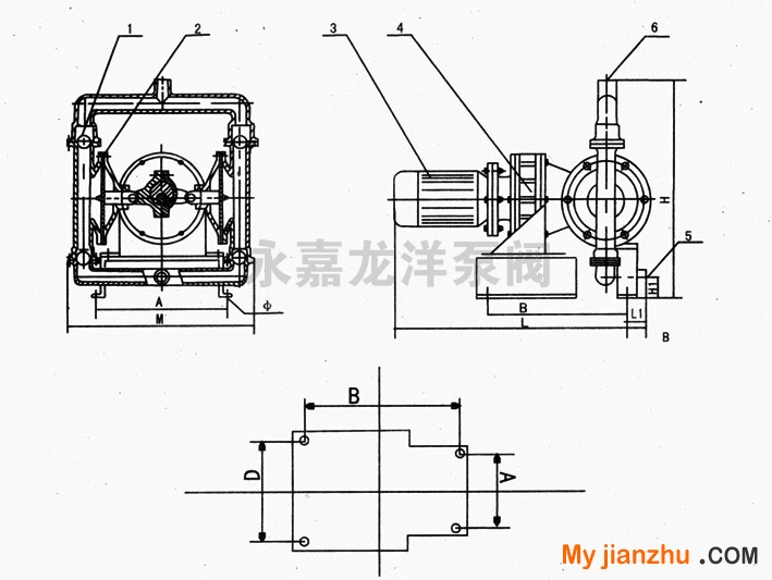 DBY衬氟电动隔膜泵工作原理图