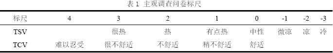 表1 主观调查问卷标尺