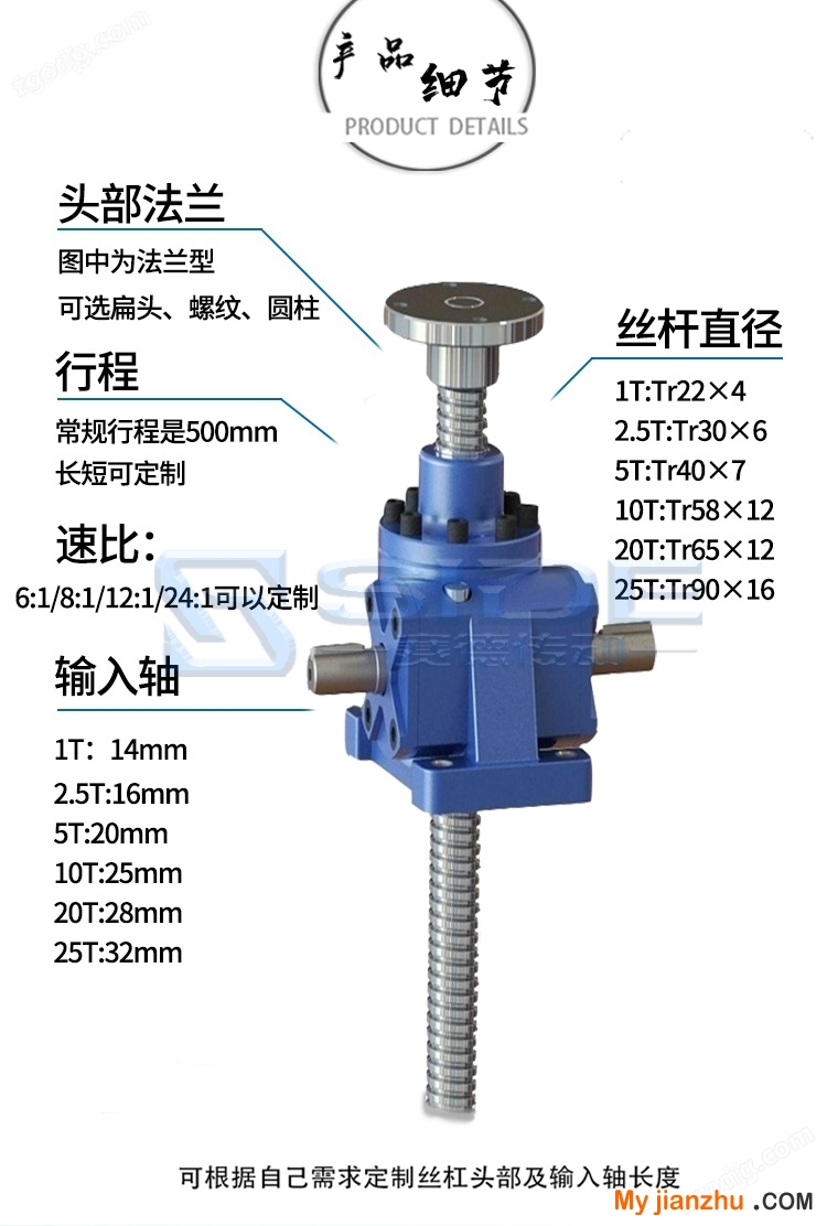 赛德蜗轮蜗杆升降机JWM10内平机专用升降器